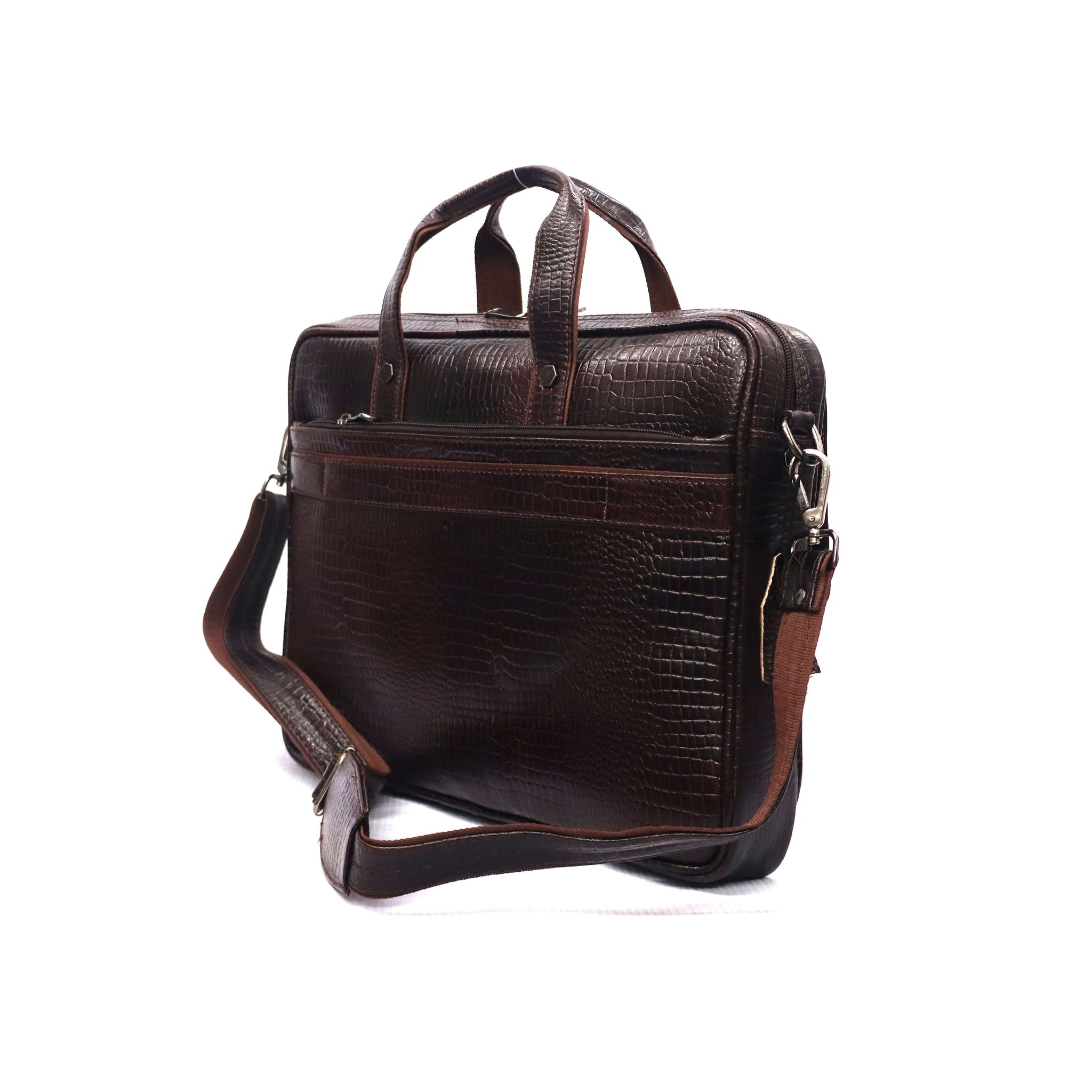 FHS Genuine Leather Office Bag - Brown  | Laptop bag for Men