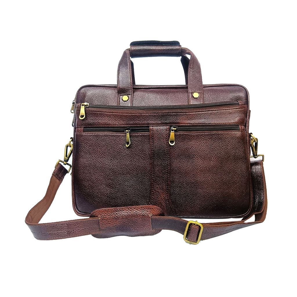 FHS OfficeElite Genuine Leather Laptop Briefcase: Where Professionalism Meets Style