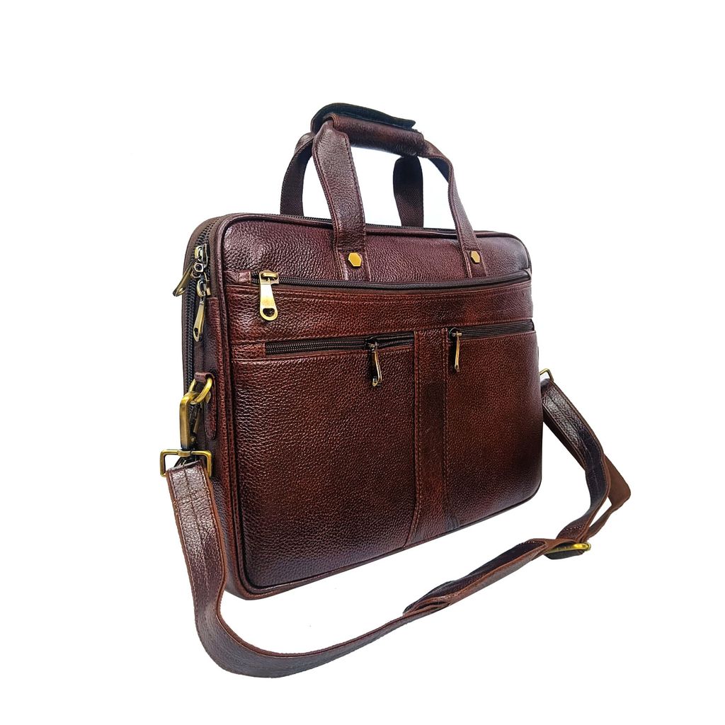 FHS OfficeElite Genuine Leather Laptop Briefcase: Where Professionalism Meets Style