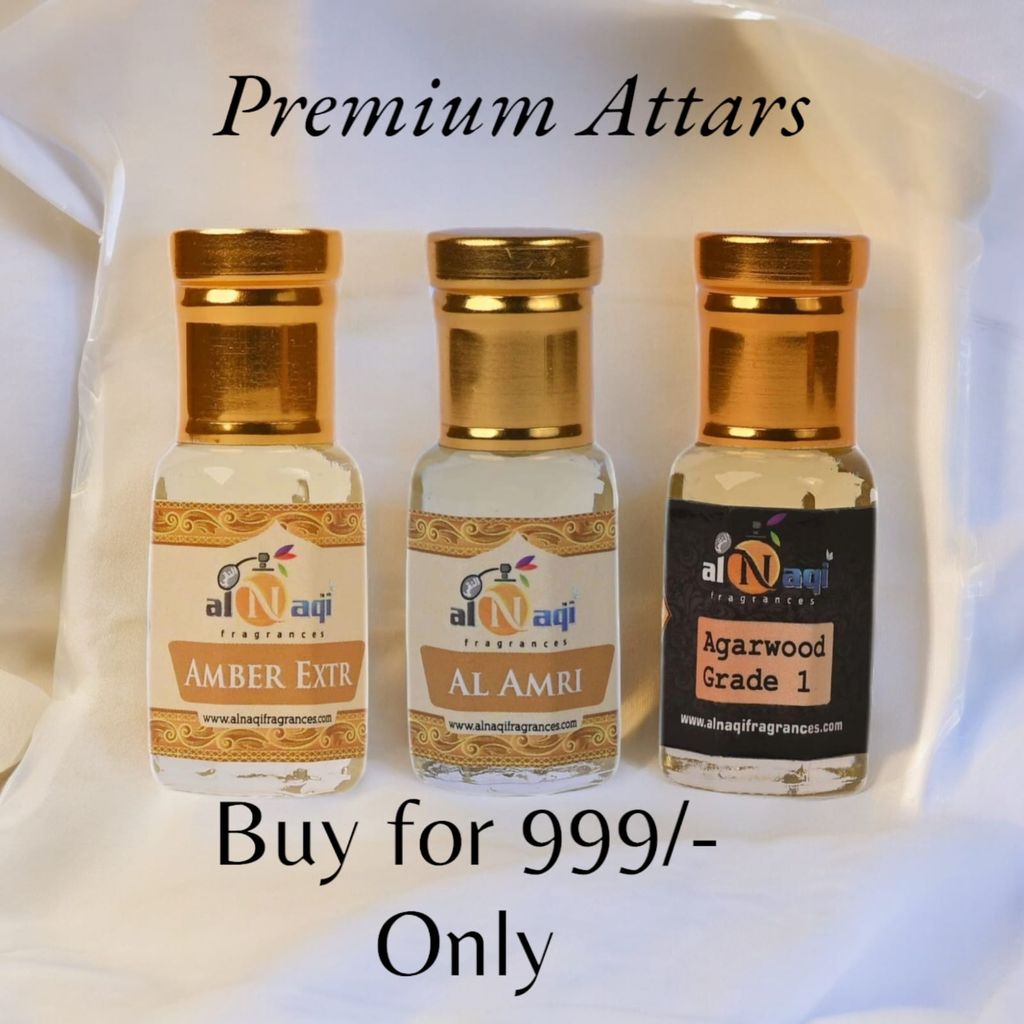 Special Alnaqi Attar Combo of 3 (6ml each) - AmberExtr, Agarwood Grade 1 , AlAmiri  |Pack of 6 | Luxury Attars| Gift Pack | Most Wanted Arabian Aroma | Unisex |