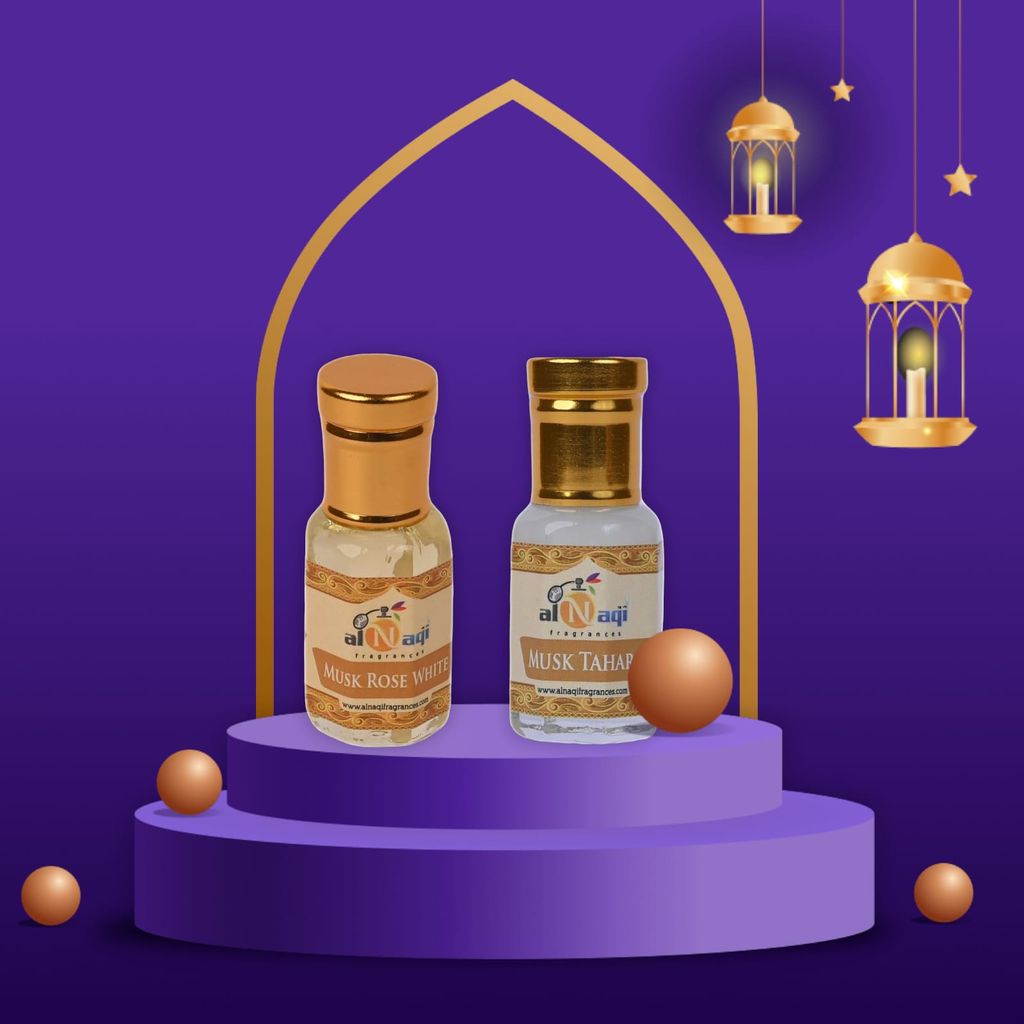 Special AlNaqi Attar Combo of 2 (6ml each) - MuskRoseWhite Attar ,Musk Tahara Attar | Luxury Attars| Gift Pack | Most Wanted Arabian Aroma | Unisex |