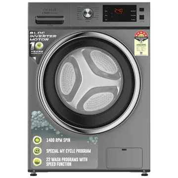 Croma 8.5 kg 5 Star Fully Automatic Front Load Washing Machine (BLDC Invertor Motor, Silver Grey)