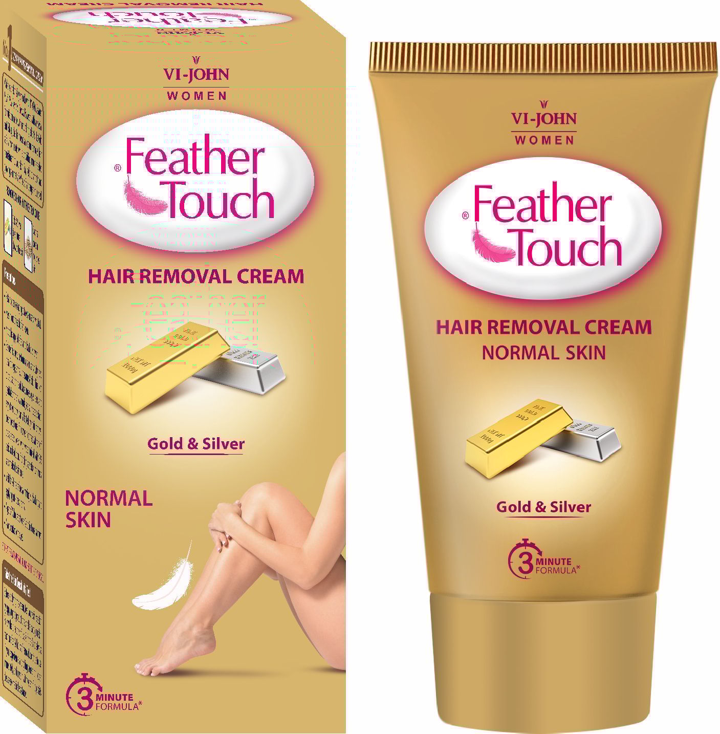 VI-JOHN FEATHER TOUCH Gold & Silver Hair Removal for Salon-like Finish No Ammonia Smell Cream  (40 g)