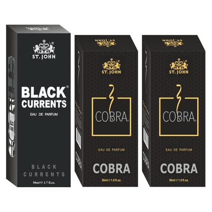 ST-JOHN Cobra 30ml Pack of 2 & Black Current 50ml Body Perfume Combo Gift Pack Eau de Parfum  -  110 ml (For Men & Women)