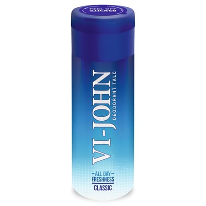 VI-JOHN Classic Deodorant Talcum Powder,Fresh,Cooling Sensation & Perfumed Talc For Men (100gm)