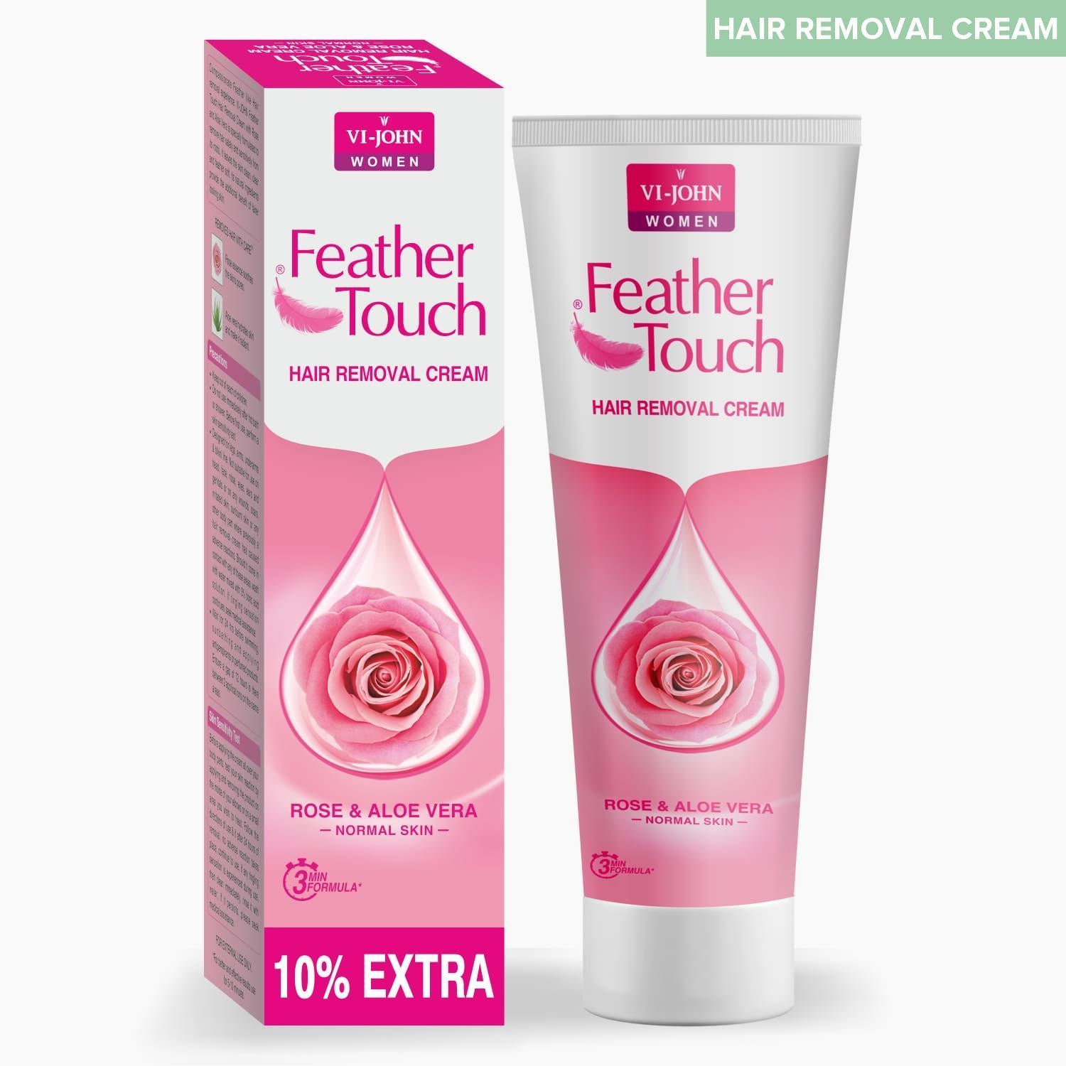 VI-JOHN Women Feather Touch Rose Hair Removal Cream for Normal Skin|Suitable for Underarms, Bikini Line, Legs, Arms | Better Suited than Shaving Razors-110g