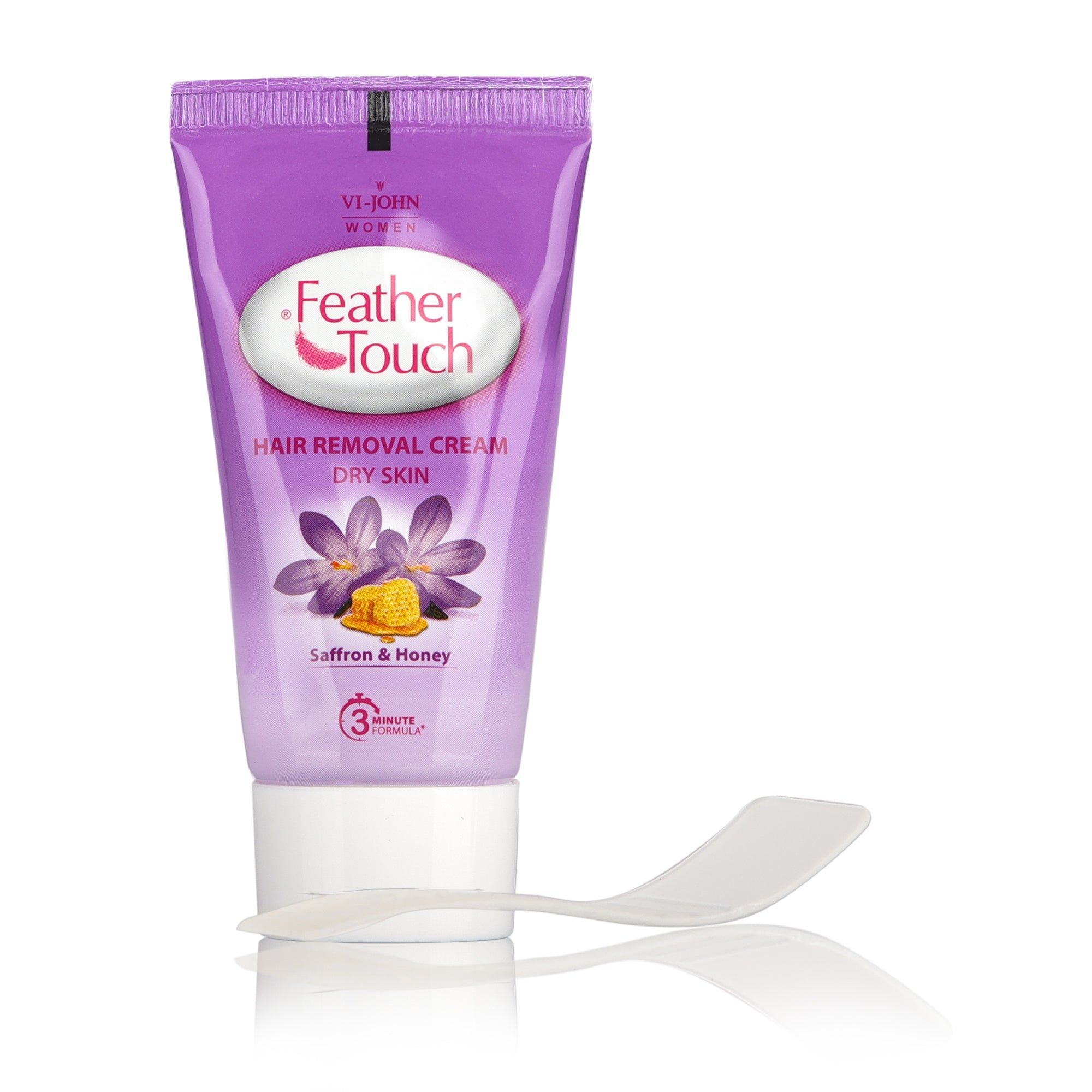 VI-JOHN Women Feather Touch Saffron & Honey Hair Removal | Hair Removal Cream for Women With No Ammonia Smell, For Dry Skin - 40g | Suitable for Legs, Underarms, Bikini Line, Arms | 2x Longer Lasting Smoothness than Razors (pack of 1)