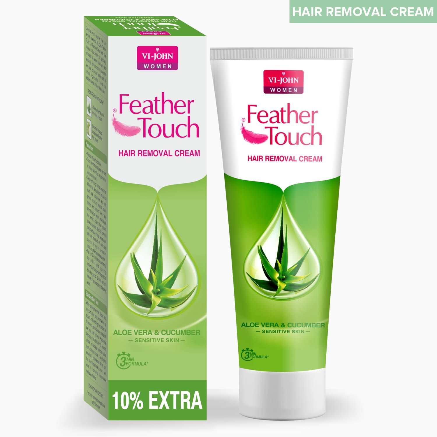 VI-JOHN Women Aloevera Cucumber Hair Removal Cream for Women With No Ammonia Smell, For Sensitive Skin - 110g | Suitable for Legs, Underarms, Bikini Line, Arms | 2x Longer Lasting Smoothness than Razors (Pack of 1)