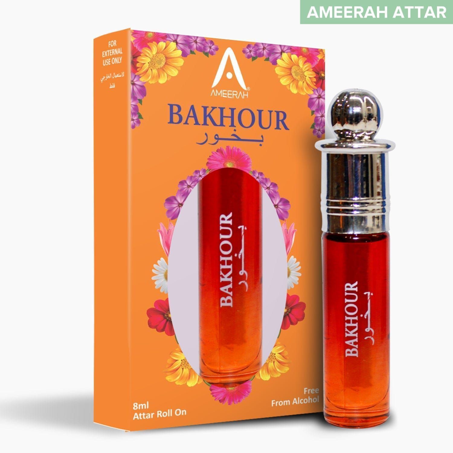 Ameerah Roll On Bakhour Attar | Long Lasting Fragrance | Alcohol Free Perfume For Men & Women - 8 ML