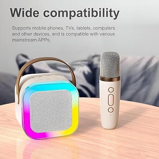 S669 Speaker Machine Bluetooth-Compatible Wireless Karaoke Mic Speaker Multi-Compatibility Modes, RGB Lights | Party POP Bluetooth Speaker with Mic (Multicolor)