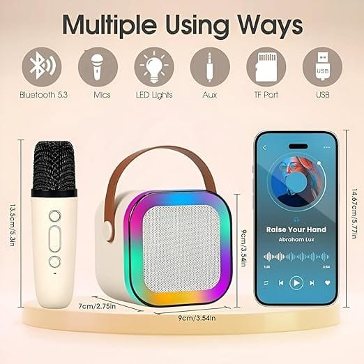 S669 Speaker Machine Bluetooth-Compatible Wireless Karaoke Mic Speaker Multi-Compatibility Modes, RGB Lights | Party POP Bluetooth Speaker with Mic (Multicolor)