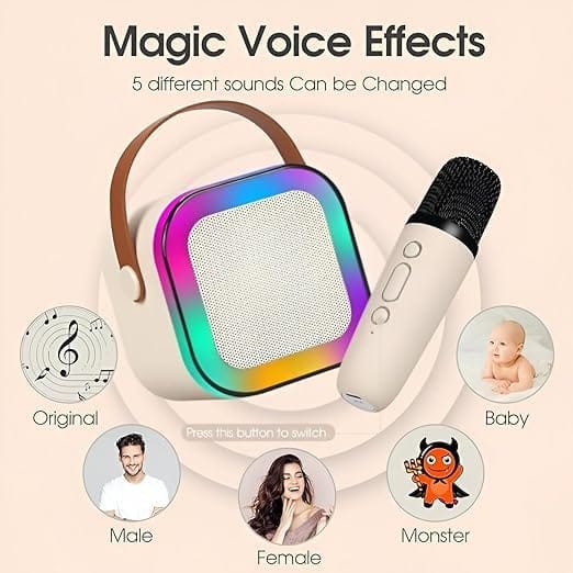 S669 Speaker Machine Bluetooth-Compatible Wireless Karaoke Mic Speaker Multi-Compatibility Modes, RGB Lights | Party POP Bluetooth Speaker with Mic (Multicolor)