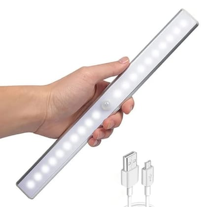 Melbon LED Motion Sensor Closet Lights, Rechargable Battery Operated Under Cabinet Lighting, Stick-on Anywhere Wireless Wardrobe Led Closet Light (White Light, 20 LED (30cm))