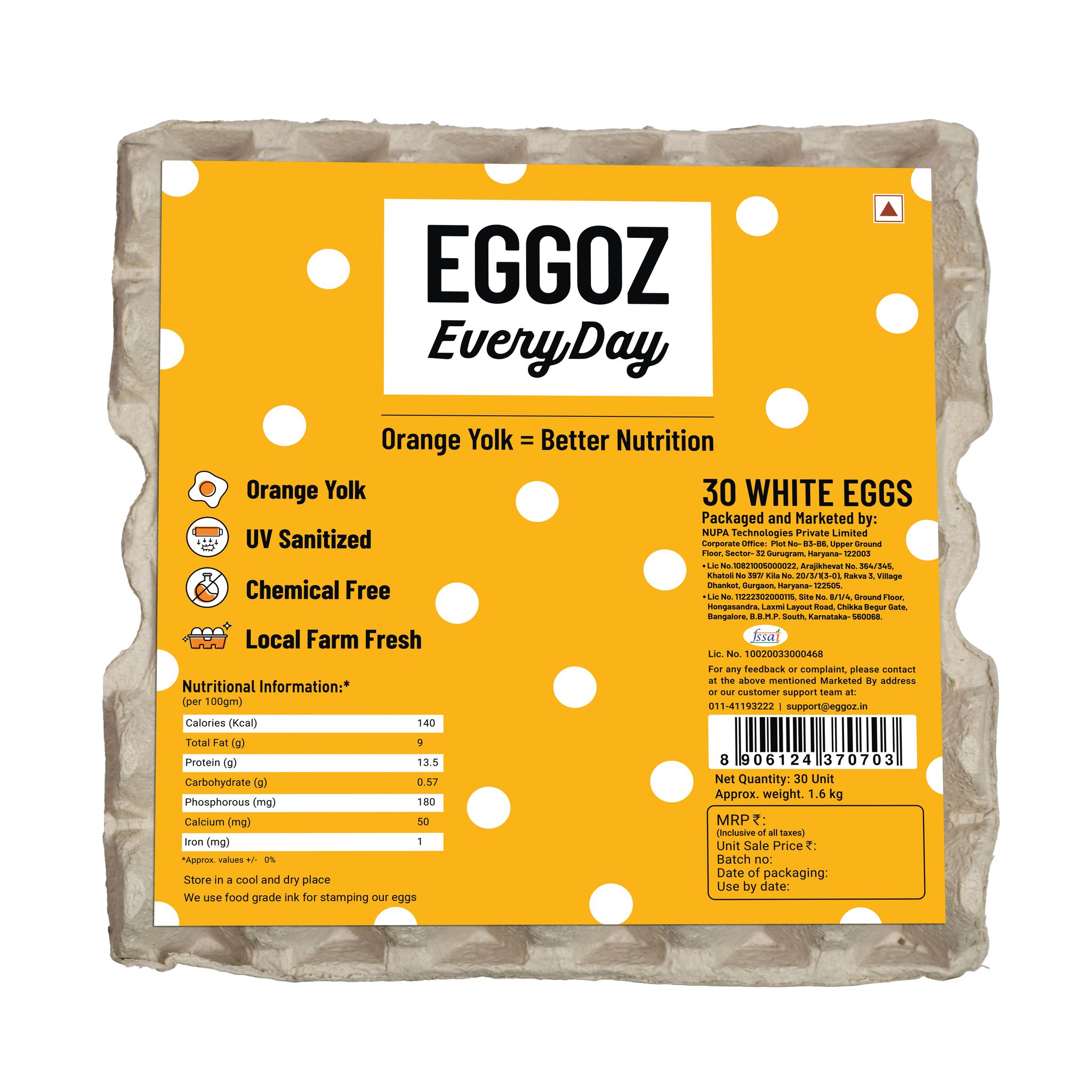 Eggoz Everyday 30 White Farm Fresh Eggs