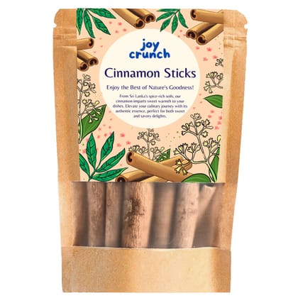Joy Crunch Premium Cinnamon Stick 100g | Srilankan Cinnamon Sticks Original | Antioxidant Rich & High in Quality | Polished Dalchini Cinnamon Stick