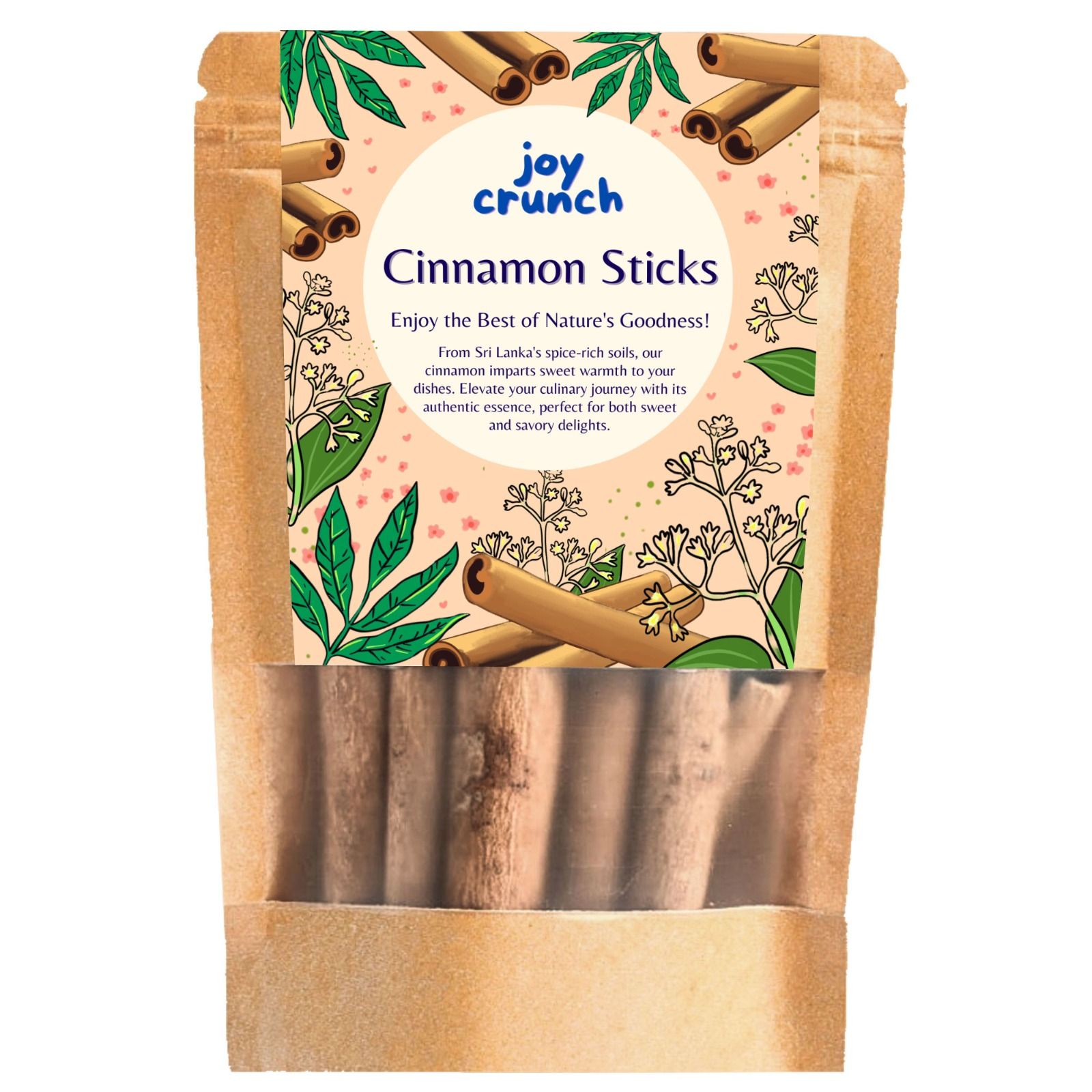 Joy Crunch Premium Cinnamon Stick 100g | Srilankan Cinnamon Sticks Original | Antioxidant Rich & High in Quality | Polished Dalchini Cinnamon Stick