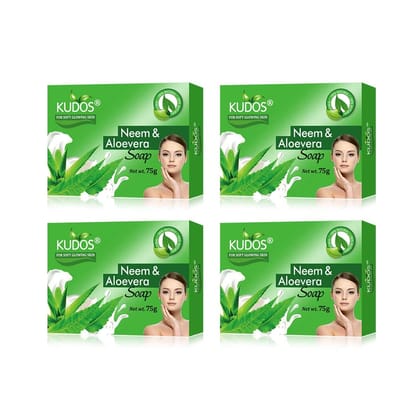 Kudos & Aloevera Soap 75gm pack of Bar with Pure and Best Neem Natural Ingredients Antiseptic Moisturising Bathing Aloe Vera For Smooth Soft Nourished Skin