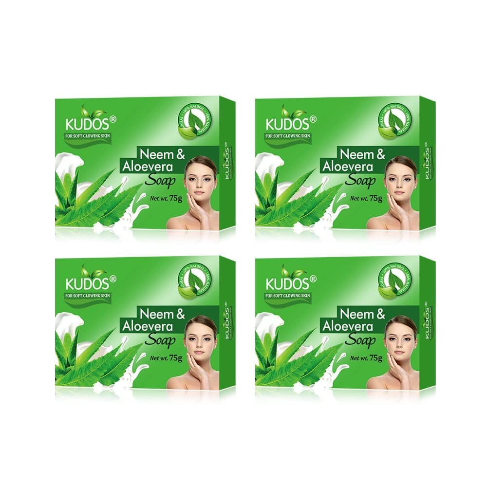Kudos & Aloevera Soap 75gm pack of Bar with Pure and Best Neem Natural Ingredients Antiseptic Moisturising Bathing Aloe Vera For Smooth Soft Nourished Skin