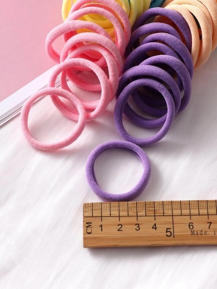Elastic Light Colors Hair Ponytail Holder Soft Non Slip Tight Stretchable Rubber Bands for School Girls/Women, Buns, Hair tie (Pack of 30)(Light Multicolor)