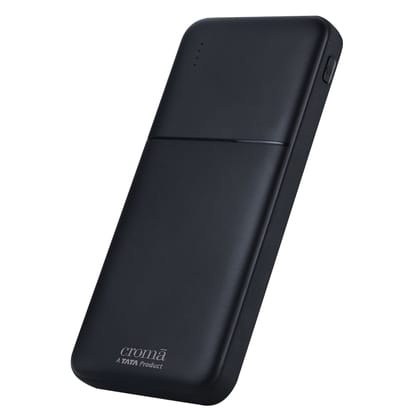 Croma 10000 mAh 22.5W Fast Charging Power Bank (2 Type A and 1 Type C Ports, Multi Layer Protection, Black)