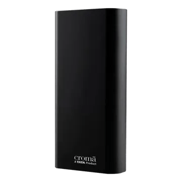 Croma 20000 mAh 22.5W Fast Charging Power Bank (2 Type A, 1 PD Type C & 1 Micro USB Port, Aluminium Casing, Apple Compatible, Black)