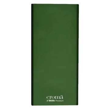Croma 10000 mAh 22.5W Fast Charging Power Bank (2 Type A, 1 Type C Ports, 1 PD Type C & Micro USB, Aluminium Casing, Apple Compatible, Green)