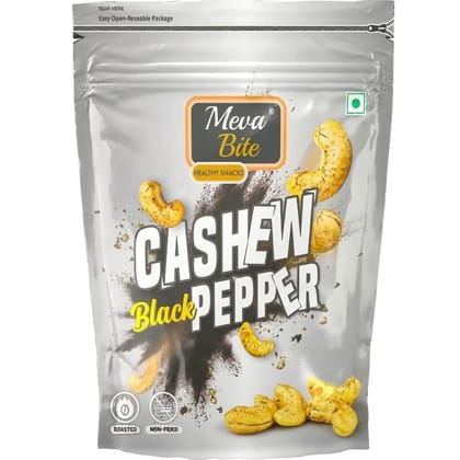 MEVABITE Premium Roasted & Salted Black Pepper Cashews - 100gm | Kali Mirch Flavoured Kaju / Nuts, Dry Fruit