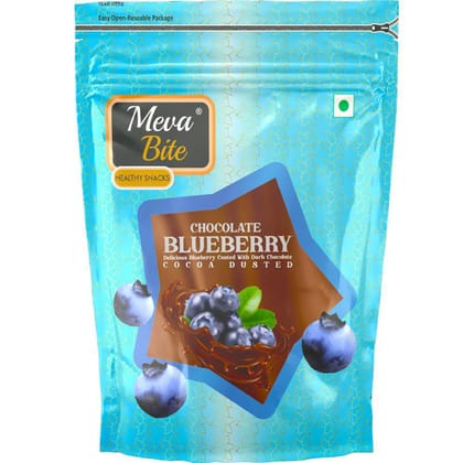 MevaBite Amazing Chocolate Coated Blueberry Flavored Blueberry (100g) | Dark Chocolate Blueberry, Zipper