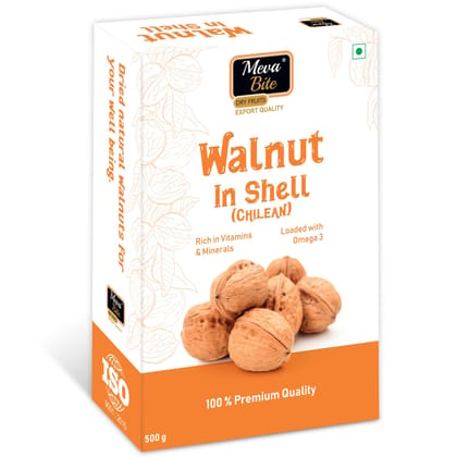 MEVABITE Premium Organic Chilean Walnuts In Shell - 500gm | Fresh Akhrot with Shell Dry Fruit