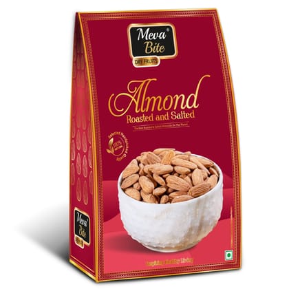 MevaBite Premium Roasted & Salted Almonds Gold - 250Grams | Freshly Crunchy Roasted & Lightly Salted Badam Dry Fruits