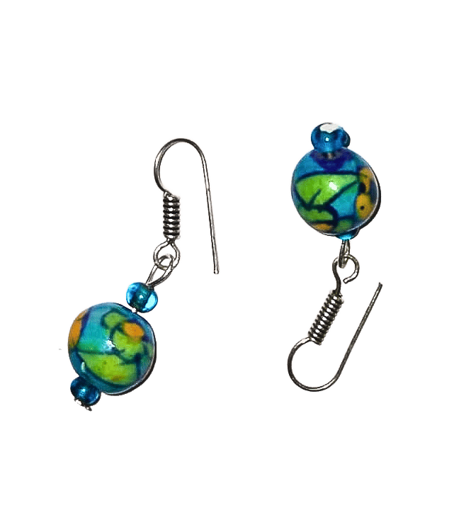 Blue Pottery Beads Earrings-(ER-06)