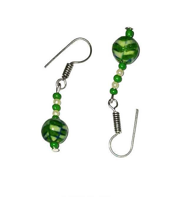 Blue Pottery Beads Earrings-(ER-07)