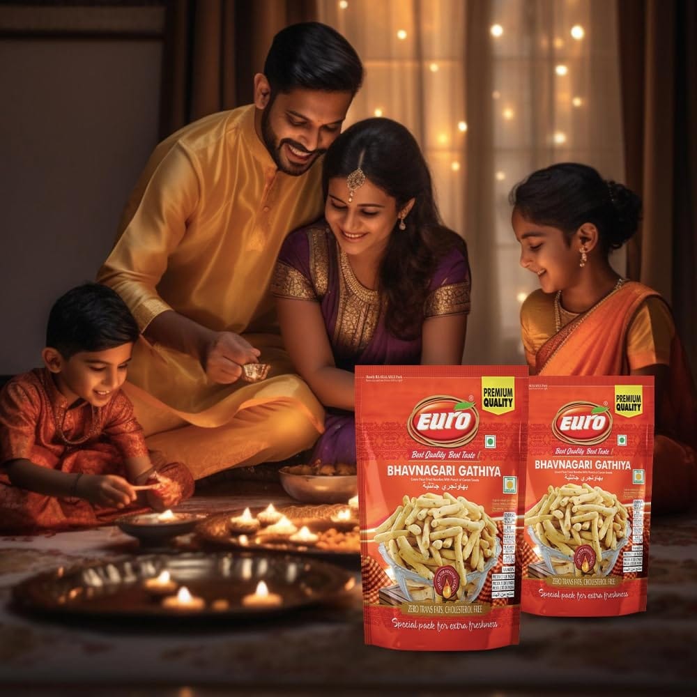 EURO Bhavnagri Gathiya Namkeen 350GM | Authentic Taste, Traditional Recipe | Indian Snacks