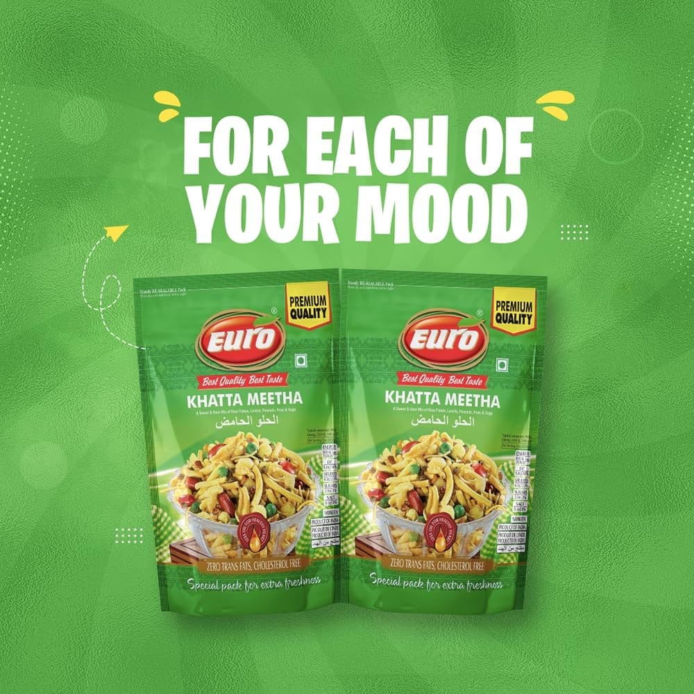 EURO Khatta Meetha Mixture Namkeen 350GM | Authentic Taste, Traditional Recipe | Indian Snacks