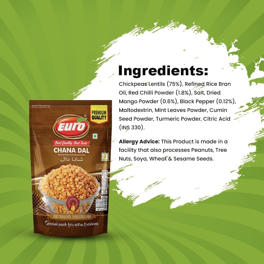 EURO Masala Chana Dal Namkeen 350GM | Authentic Taste, Traditional Recipe | Indian Snacks