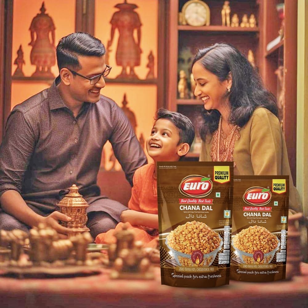 EURO Masala Chana Dal Namkeen 350GM | Authentic Taste, Traditional Recipe | Indian Snacks