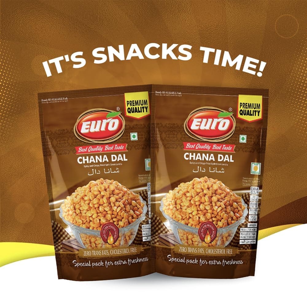 EURO Masala Chana Dal Namkeen 350GM | Authentic Taste, Traditional Recipe | Indian Snacks