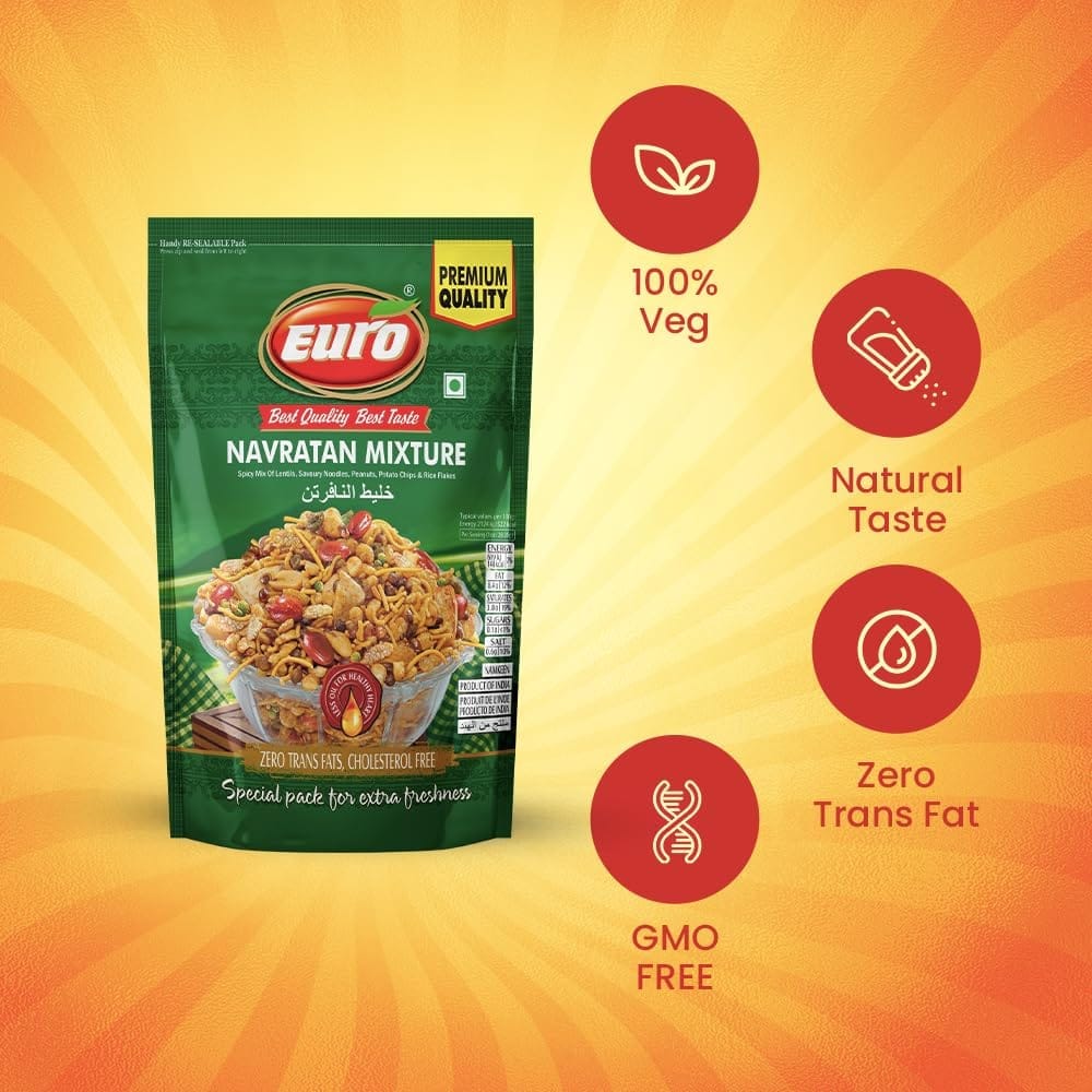 EURO Navratan Mixture Namkeen 350GM | Authentic Taste, Traditional Recipe | Indian Snacks