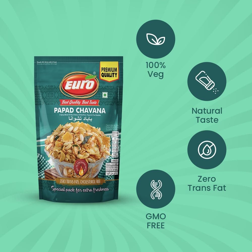 EURO Papad Chavana Namkeen 350GM | Authentic Taste, Traditional Recipe | Indian Snacks