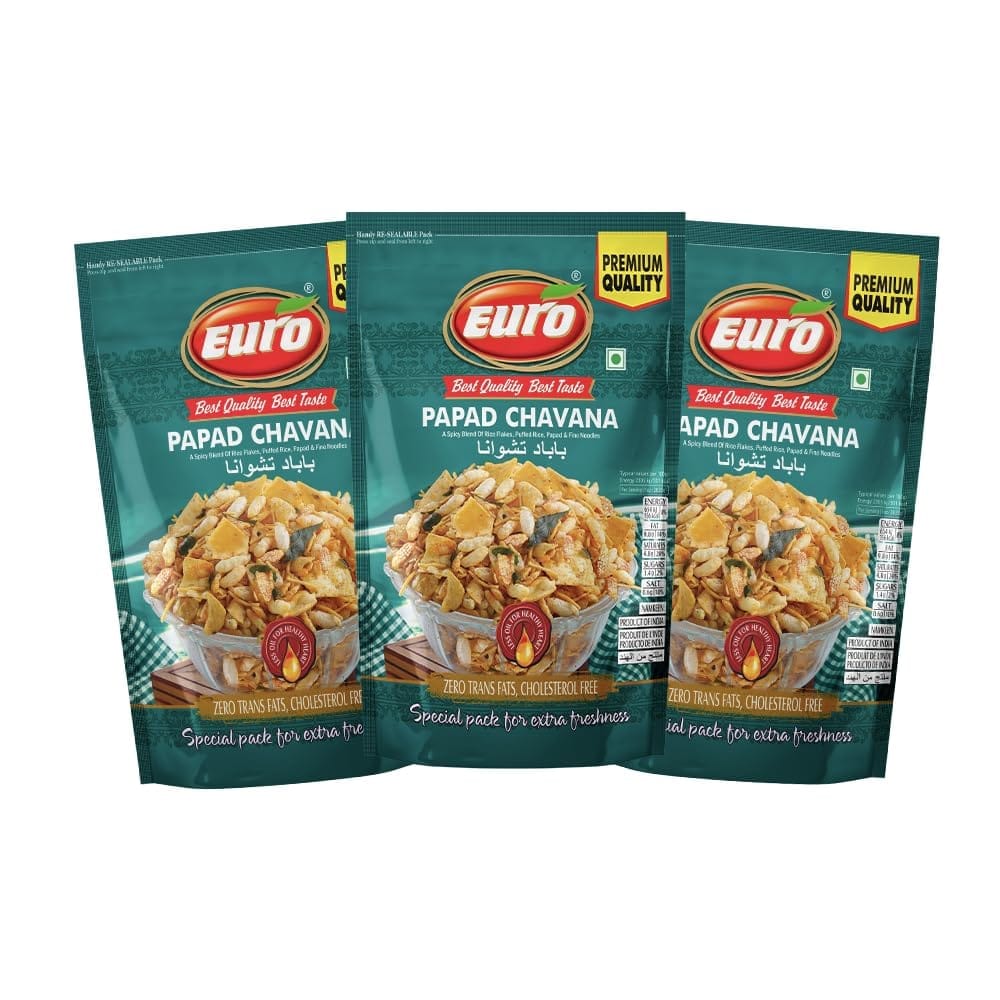 EURO Papad Chavana Namkeen 350GM | Authentic Taste, Traditional Recipe | Indian Snacks