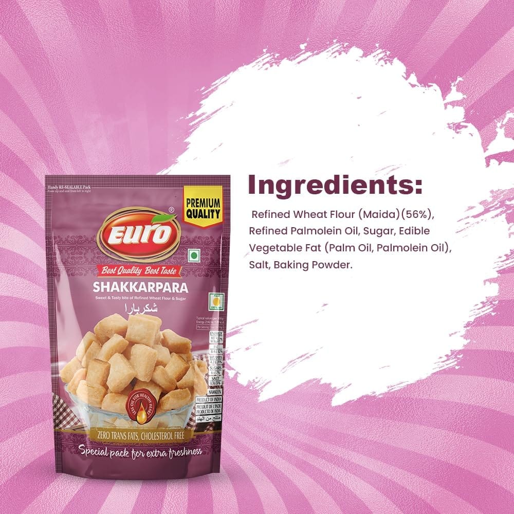 EURI Shakkarpara Snakcs 350GM | Authentic Taste, Traditional Recipe | Indian Snacks