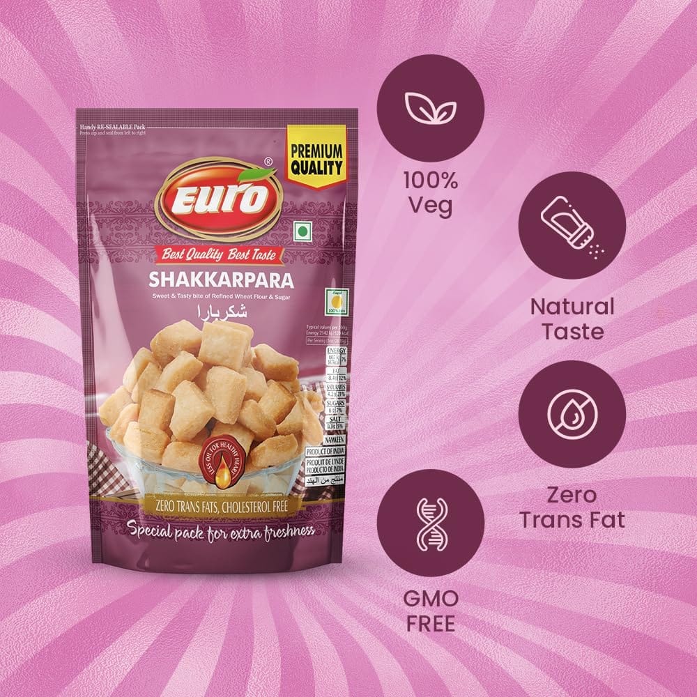 EURI Shakkarpara Snakcs 350GM | Authentic Taste, Traditional Recipe | Indian Snacks