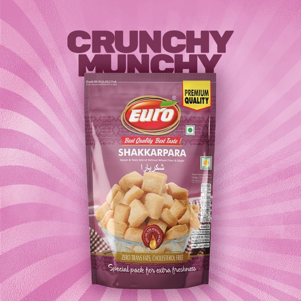 EURI Shakkarpara Snakcs 350GM | Authentic Taste, Traditional Recipe | Indian Snacks
