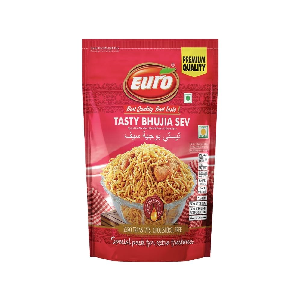 EURO Tasty Bhujia Sev Namkeen 350GM | Authentic Taste, Traditional Recipe | Indian Snacks