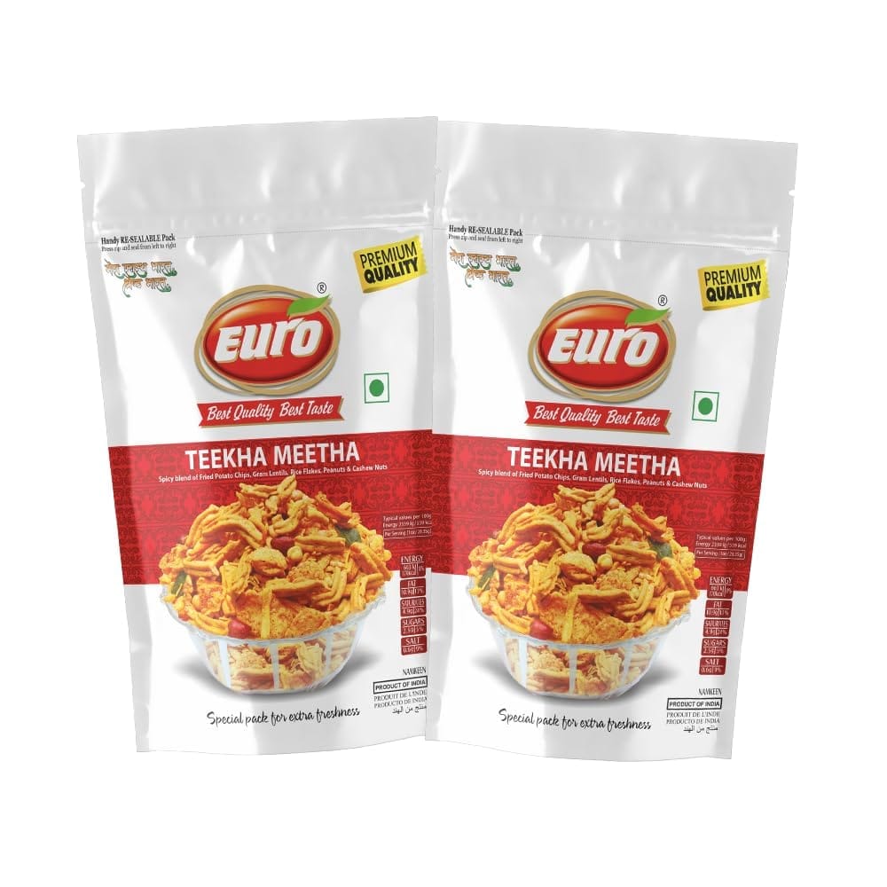 EURO Teekha Meetha Mixture Namkeen 350GM | Authentic Taste, Traditional Recipe | Indian Snacks