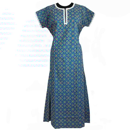 Gajraj Round neck with zip pure cotton xl size multi print nighty for women