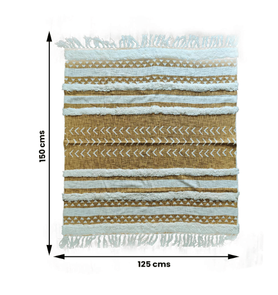 Homitecture Premium 125x150 cm Cotton Throw Blanket - Soft & Cozy Sofa and Couch Accent - Trending Home Décor for Extra Comfort, Relaxation, and Style - Yellow with White Strips,Pack of 1