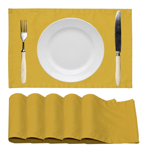 Homitecture Pure Cotton Heat Resistant Table Mat Placemats Heat Pad for Kitchen Table Coffee Table Dining Table Hot Pot Holders Dining Table Accessories for Home Office (Yellow_Set of 4)