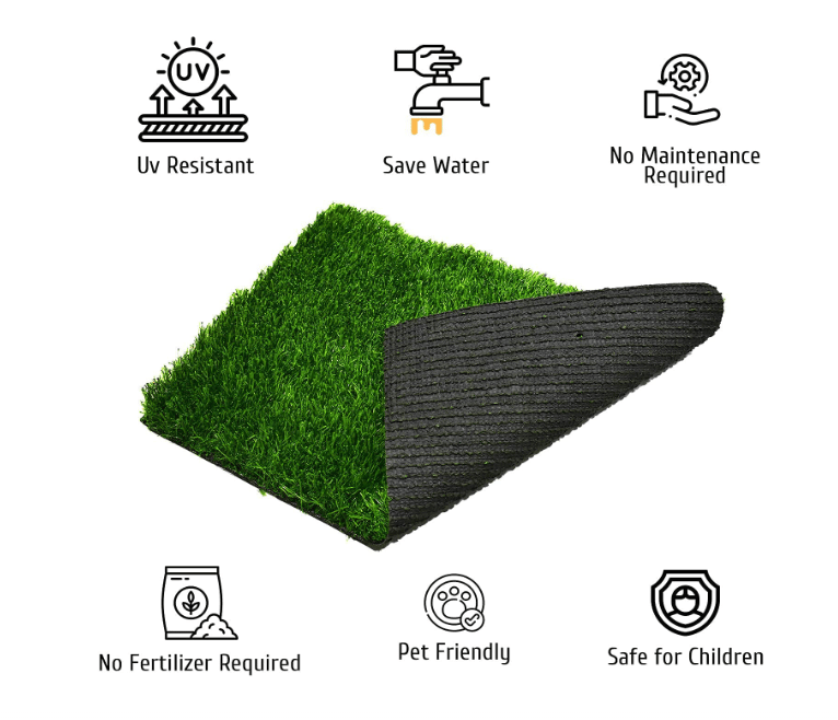 Homitecture 25MM Artificial Grass Table Mat Placemats with Tea Coaster Combo, Heat Insulation Pad for Coffee Table Dining Table Hot Pot Holders Dining Table Accessories for Home Office (Set of 4)