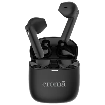Croma TWS Earbuds (Sweat & Water Resistant, Upto 32 Hours Playback, Black & Grey)